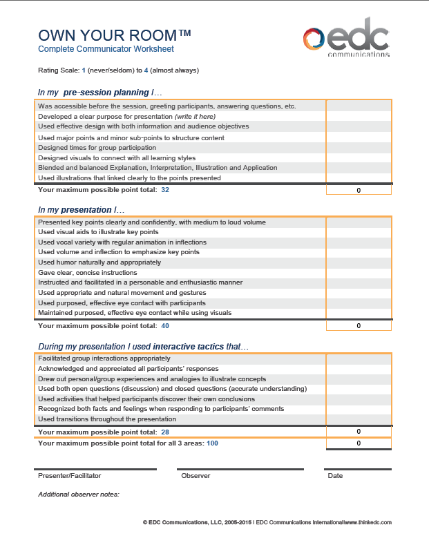 A table with several different types of questionnaires.