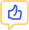 A blue and yellow like button in a speech bubble.
