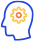 A green and blue pixel art picture of a flower